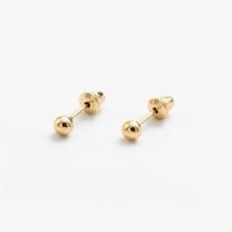 Brinco Ouro 18K Teor 750 Bolinha Bola Esferas - Tamanho a selecionar