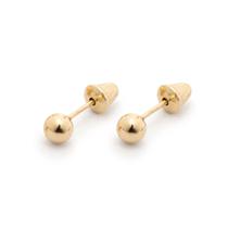 Brinco Ouro 18K Teor 750 Bolinha Bola Esferas - Tamanho a selecionar