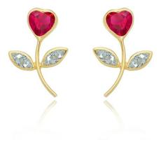 Brinco Ouro 18k Tulipa de Zircônias
