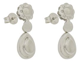 Brinco Ouro Branco Gota 18k Delicado Noiva Casamento 2,2cm