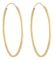Brinco Oval 32 Mm Em Ouro 18k 750 Dourado Brinco Oval 32 Mm Em Ouro 18k 750 Dourado