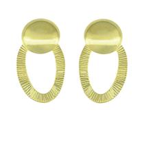 Brinco Oval Com Detalhes Estampados PRI Style Folheado A Ouro 18K Antialérgico BSPRI2826