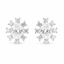 Brinco Oval Cravejado Moissanite 5,75mm Prata 925 com Ródio Brinco Oval Cravejado Moissanite 5,75mm Prata 925 com Ródio