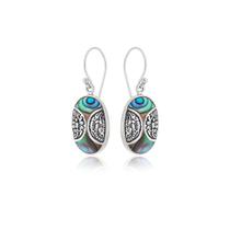 Brinco Oval Gancho Abalone Prata 925