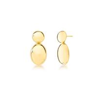 Brinco Oval Liso Banhado a Ouro com Pêndulo - 2,9 cm x 1,4 cm