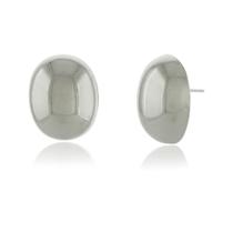 Brinco Oval Liso Via - Banho Ródio Branco Brinco Oval Liso Via - Banho Ródio Branco