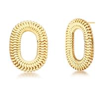 Brinco oval malha esteira banhado a ouro Brinco oval malha esteira banhado a ouro