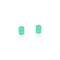 BRINCO OVAL MINI ESMERALDA COLOMBIANA FUSION BANHADO A OURO - 5,5mm x 4mm