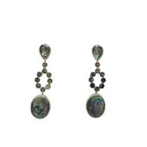 Brinco oval prata 925 abalone Brinco oval prata 925 abalone