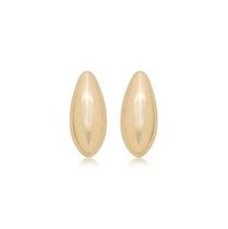 Brinco Ovalado em Pêndulo Liso Banhado a Ouro - Joia Elegante