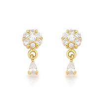 Brinco p flor e pingente gota