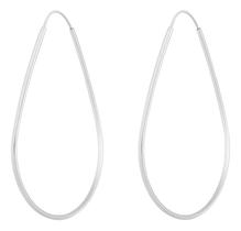 Brinco Par De Argola Gota Fio Quadrado 5,5cm Em Prata 925