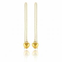 Brinco Passante Coração Liso Banhado em Ouro 18k