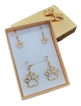 Brinco Patinha Pet Duplo Argolinha Argola Dourado Folheado