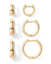 Brinco PAVOI Conjunto com 3 Pares de Argolas Pequenas Banhadas a Ouro