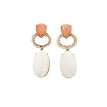 Brinco Pedra Cornalina e Pérolas