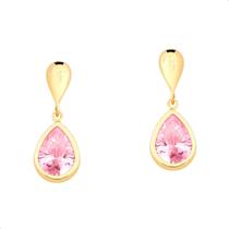 Brinco Pedra Gota Ouro 18k 750 Zircônia Pingente Par Adulto Vermelho Brinco Pedra Gota Ouro 18k 750 Zircônia Pingente Par Adulto Vermelho