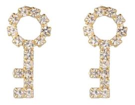 Brinco Pedra Strass Chave 2 Furo Daminha Infantil Pequeno Brinco Pedra Strass Chave 2 Furo Daminha Infantil Pequeno