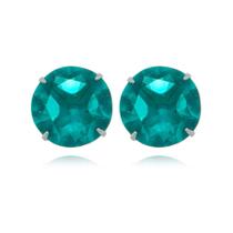 Brinco Pedra Verde Esmeralda Aço Inox