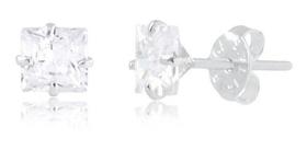Brinco Pedra Zirconia Quadrado 7 Mm Prata 925