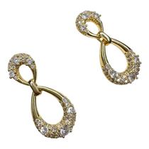 Brinco pendente 2 gotas vazadas com zirconia Brinco pendente 2 gotas vazadas com zirconia