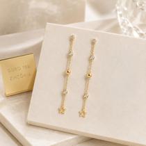 Brinco Pendente em Ouro 18k E Zircônias E Estrela Brinco Pendente em Ouro 18k E Zircônias E Estrela