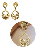 Brinco Pendente Grade Redondo Folheado Ourto 18k Antialérgico Brinco Pendente Grade Redondo Folheado Ourto 18k Antialérgico