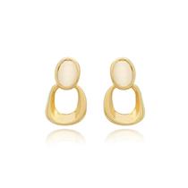 Brinco Pendente Quadrado Folheado a Ouro 18k Luxo