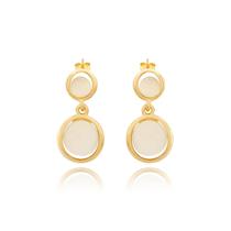 Brinco Pendente Redondo Folheado a Ouro 18k Luxo