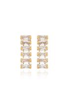 Brinco Pendente Riviera com Zircônia Baguete Banhada a Ouro 18k
