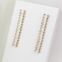 Brinco Pendente Zircônias Baguette - e