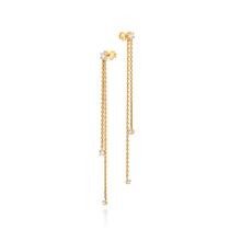 Brinco Pêndulo Banhado a Ouro com Zircônias Rommanel 527652 Cor:Dourado Brinco Pêndulo Banhado a Ouro com Zircônias Rommanel 527652 Cor:Dourado