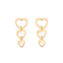 Brinco Pendulo Com 6 Coracoes Vazados Rommanel 527541 Cor:Dourado Brinco Pendulo Com 6 Coracoes Vazados Rommanel 527541 Cor:Dourado