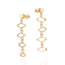 Brinco pêndulo com navetes vazadas banhado a ouro 18k - tam.único 5234300000