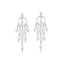 Brinco Pêndulo com Pérolas e Zircônias Brancas - Banhado a Ródio Brinco Pêndulo com Pérolas e Zircônias Brancas - Banhado a Ródio