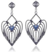 Brinco Pêndulo Com Zircônias Azuis Brinco Pêndulo Com Zircônias Azuis