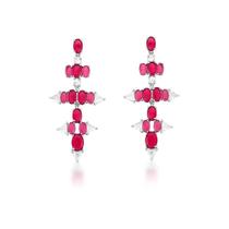 Brinco Pêndulo Com Zircônias Marsala Banhado A Ródio Brinco Pêndulo Com Zircônias Marsala Banhado A Ródio