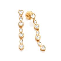 Brinco pêndulo corações e gotas BRANCO 527493 Rommanel