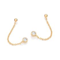 Brinco Pêndulo Corrente com Zircônias Rommanel 527592 Cor:Dourado