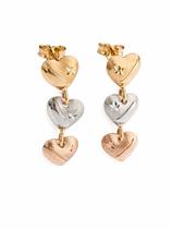 Brinco Pêndulo de Corações Tricolor Ouro 18K - 1.96