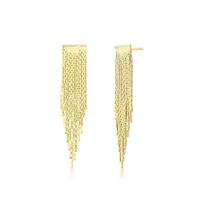 Brinco Pêndulo de Franjas Lisas Banhado a Ouro - 4,5 cm x 2,5 cm Brinco Pêndulo de Franjas Lisas Banhado a Ouro - 4,5 cm x 2,5 cm