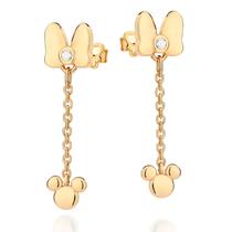 Brinco Pêndulo Laço Minnie Banhado Ouro 18K Zircônias Brinco Pêndulo Laço Minnie Banhado Ouro 18K Zircônias