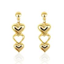 Brinco Pendurado Coração Folheado a Ouro 18k Hipoalérgico