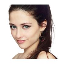 Brinco Pendurado Folheado A Ouro Cereja Com Fecho De Pressão