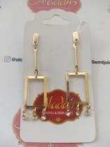 Brinco Pendurado Ping. Zircônias Folheado