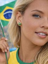Brinco Pequeno Brasil Delicado Feminino Elegante Estilo Chic