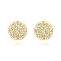 Brinco Pequeno Circular Cravejado 19 Pedras em Zircônia Banhado a Ouro 18k