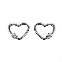 Brinco Pequeno Coração com Micro Zircônia Banho Prata 1000