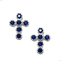 Brinco Pequeno Cruz com Micro Zircônia Banho Prata 1000