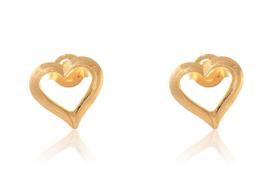 Brinco Pequeno de Coração Vado Folheado em Ouro 18k